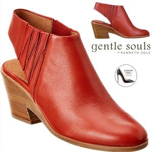 Gentle Souls Kenneth Cole Blaise Brick Red Leather Slingback Fashion Heel Boot